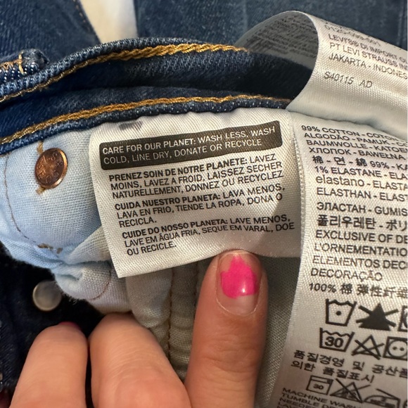 Levi's 501 Original Fit High Waist Distressed Raw Hem Dark Denim Jeans Size 25 - Picture 12 of 16